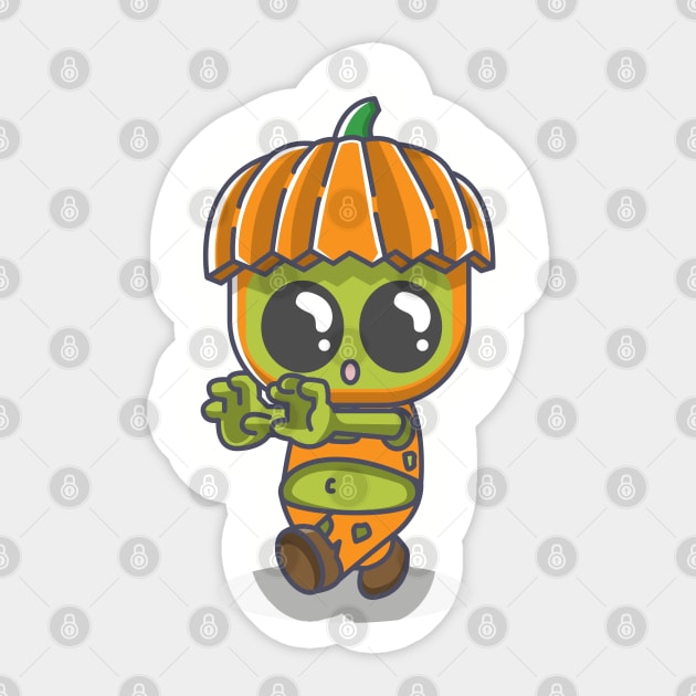 Cute pumpkin zombie Sticker by fflat hds